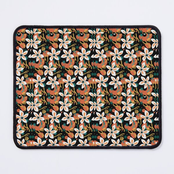 Item preview, Modern Tropical Botanical Floral Pattern – White Orange Teal on Black Bold Repeat Design designed and sold by DERA RAY.