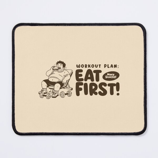 Item preview, Workout Plan: Eat First Funny Gym Shirt Design | Chubby Burger Lover Cartoon Tee | Gym Can Wait Humor Illustration designed and sold by adipra.