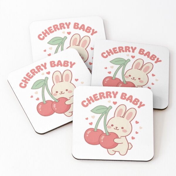 Item preview, Cute Bunny Hugging Sweet Red Cherries designed and sold by aashcreat.