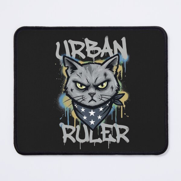 Item preview, Urban Ruler Streetwear Grey Cat in Star Bandana designed and sold by GiggleInkTees.