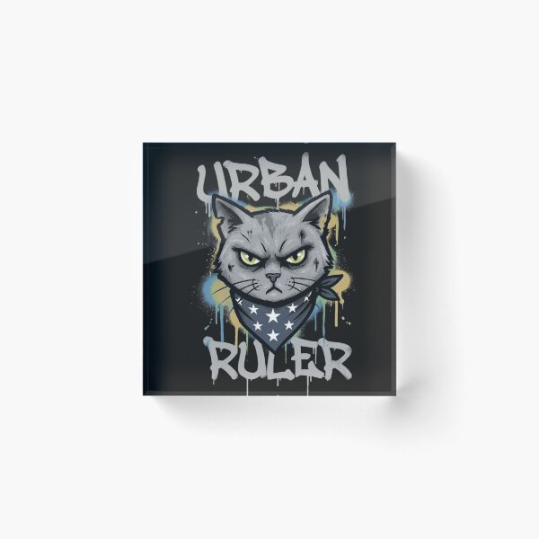 Item preview, Urban Ruler Streetwear Grey Cat in Star Bandana designed and sold by GiggleInkTees.