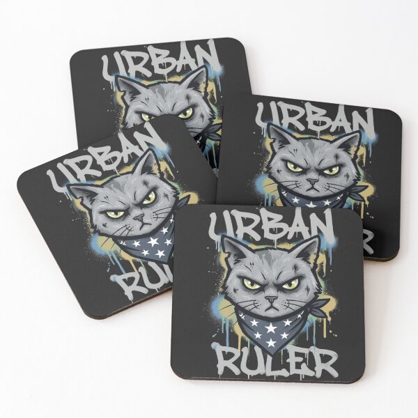 Item preview, Urban Ruler Streetwear Grey Cat in Star Bandana designed and sold by GiggleInkTees.