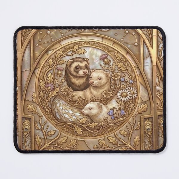 Item preview, Golden Art Nouveau Ferret Illustration designed and sold by BriSher.