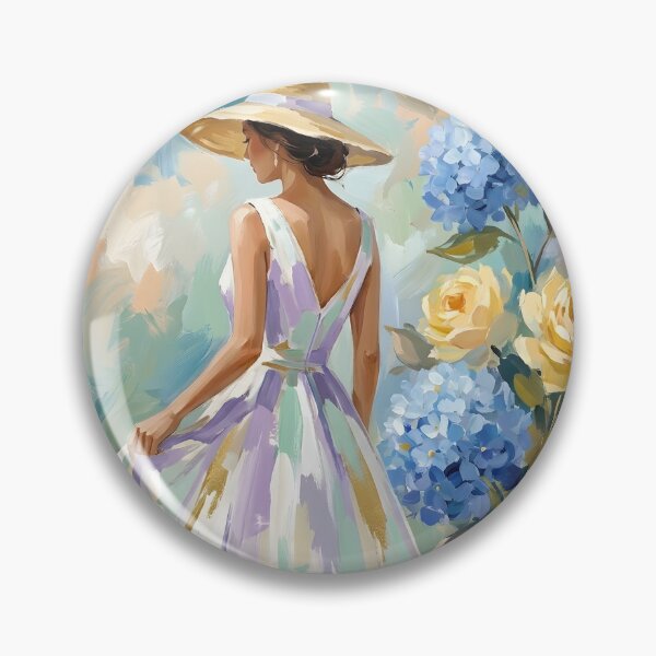 Item preview, Elegant Hydrangea Floral Woman Painting – Feminine Cottagecore Impressionist Wall Art designed and sold by PRINYOS.