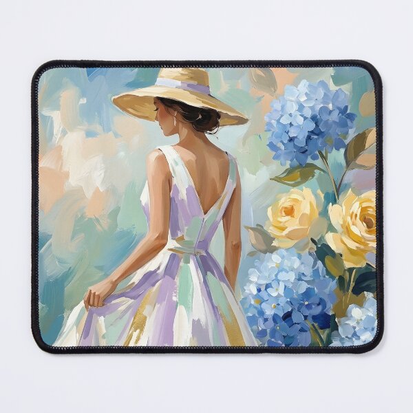 Item preview, Elegant Hydrangea Floral Woman Painting – Feminine Cottagecore Impressionist Wall Art designed and sold by PRINYOS.