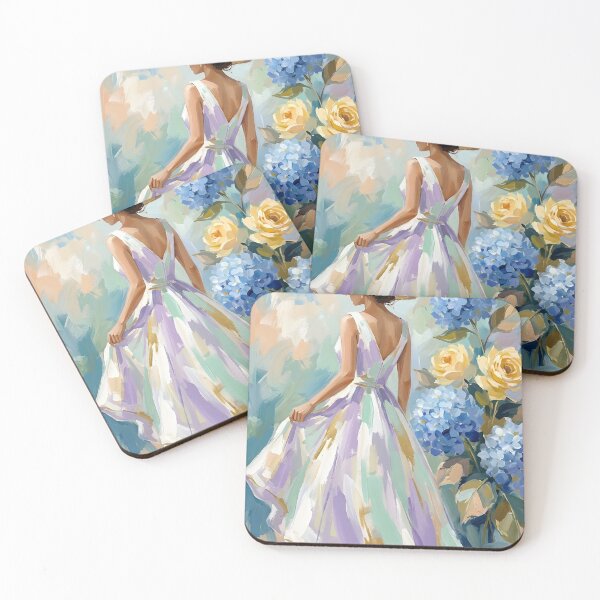 Item preview, Elegant Hydrangea Floral Woman Painting – Feminine Cottagecore Impressionist Wall Art designed and sold by PRINYOS.