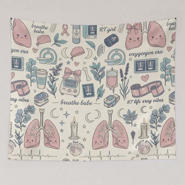 Item preview, Cute Respiratory Therapist Coquette Pattern | RT Girl Pastel Medical Aesthetic Collage designed and sold by ClinicalHubs.
