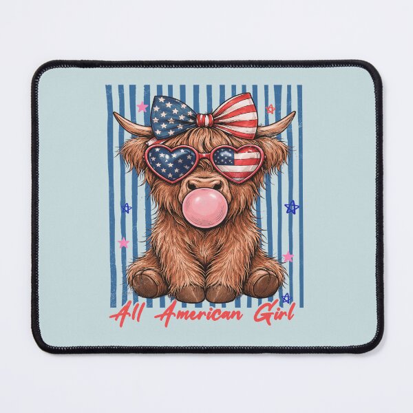 Item preview, Cute Highland Cow USA Patriotic Girly Liberty Fun designed and sold by Aesthetic-Avenue.
