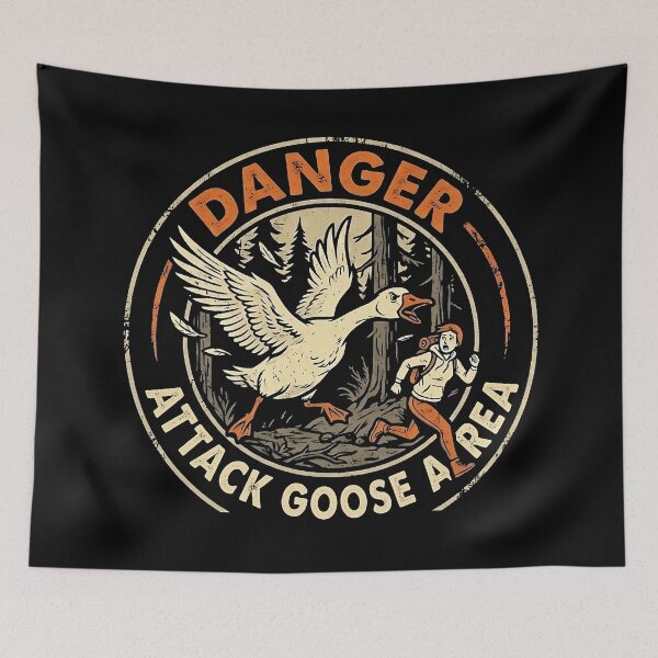 Item preview, Danger Attack Goose Area designed and sold by Funny Vintage Stickers And T-Shirts.