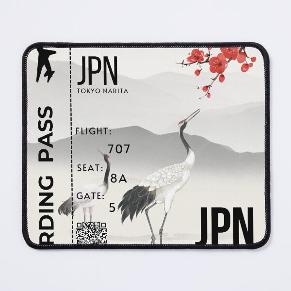 Item preview, Japanese Boarding Pass Stylized Crane designed and sold by InkWhirl.