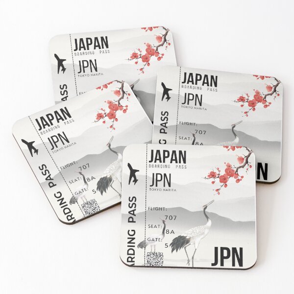 Item preview, Japanese Boarding Pass Stylized Crane designed and sold by InkWhirl.