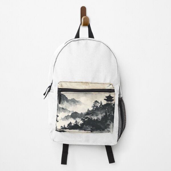 Item preview, Korean Ink Wash Landscape with Pagoda and Pine Trees designed and sold by Picks-J.