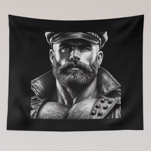 Item preview, Gay Leather Bar Daddy Wolf Defiant Currency Tom of Finland Tribute Gay Pride Graphic Design designed and sold by ItsAKinkThing.