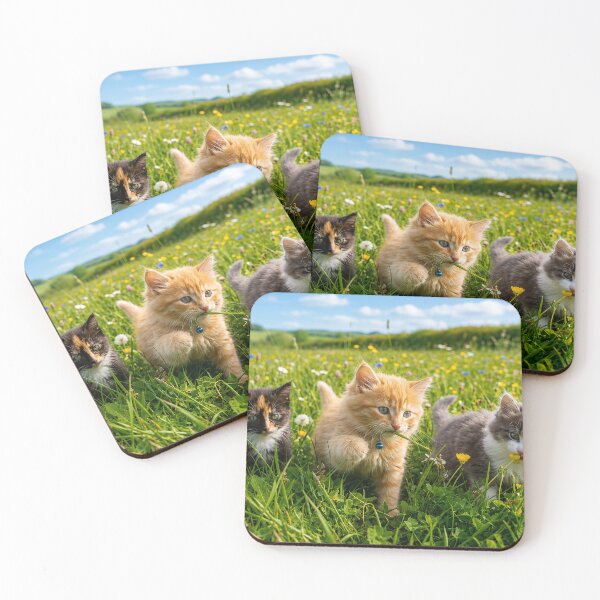 Item preview, Trio of Adorable Kittens in a Meadow of Wildflowers designed and sold by Nenette11.