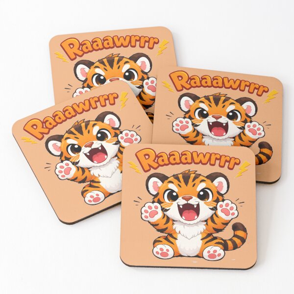 Item preview, Cute Baby Tiger Cartoon with “Raaawrrr” Text designed and sold by Sn1ver.