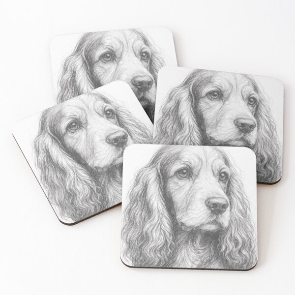 Item preview, Black and White Cocker Spaniel Pencil Sketch Portrait | Realistic Dog Drawing | Elegant Monochrome Pet Art designed and sold by Leon Woods Pencil Art.