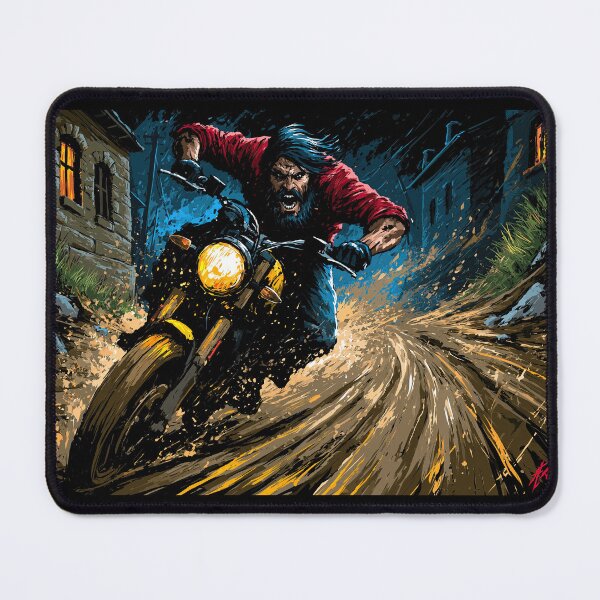 Item preview, Biker Riding Down Rainy City Street at Night designed and sold by Piotrek0001.