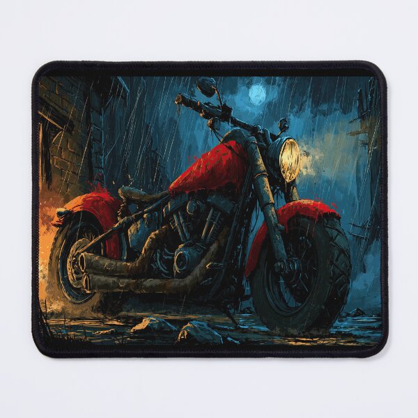Item preview, Classic Red Custom Motorcycle Parked at Night  designed and sold by Piotrek0001.