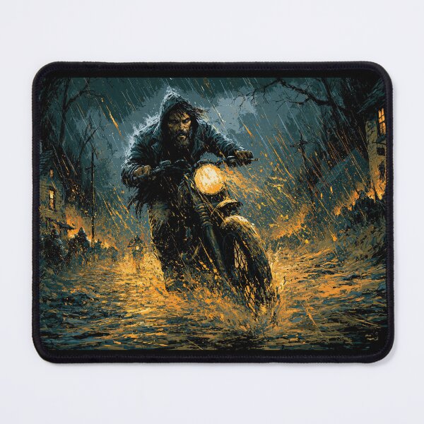 Item preview, Biker Silhouette Speeding Through Rain and Light  designed and sold by Piotrek0001.