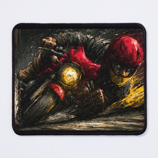 Item preview, Biker in Red Helmet Leaning Hard into Corner designed and sold by Piotrek0001.
