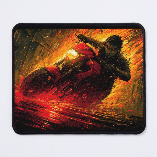 Item preview, Biker Speeding Through Red and Orange Fire Blur designed and sold by Piotrek0001.