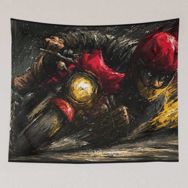 Item preview, Biker in Red Helmet Leaning Hard into Corner designed and sold by Piotrek0001.
