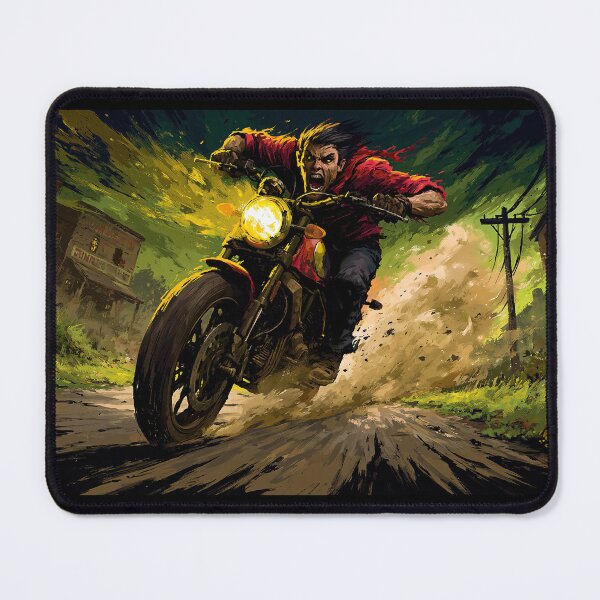 Item preview, Biker Riding Fast Down Muddy Country Road designed and sold by Piotrek0001.