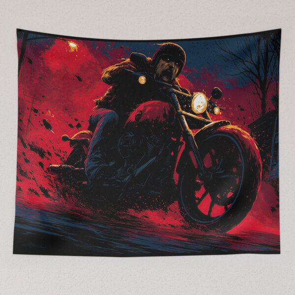 Item preview, Biker Silhouette Against Red Night Sky designed and sold by Piotrek0001.