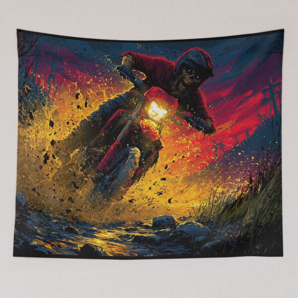 Item preview, Dirt Bike Rider Splashing Mud at Night designed and sold by Piotrek0001.