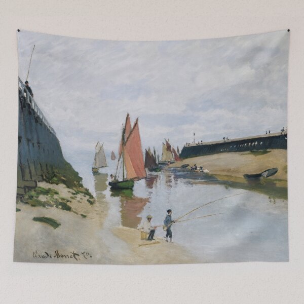 Item preview, Claude Monet Trouville Harbor Impressionist Sailboat Wall Art designed and sold by TheSoulOfArt.