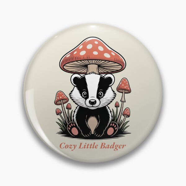 Item preview, Cozy Little Badger Cute Mushroom Cottagecore Art designed and sold by AlexandraSand.