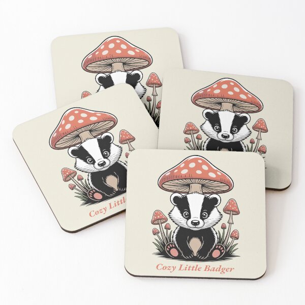 Item preview, Cozy Little Badger Cute Mushroom Cottagecore Art designed and sold by AlexandraSand.