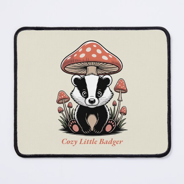 Item preview, Cozy Little Badger Cute Mushroom Cottagecore Art designed and sold by AlexandraSand.