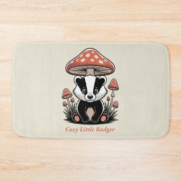 Item preview, Cozy Little Badger Cute Mushroom Cottagecore Art designed and sold by AlexandraSand.