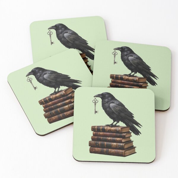 Item preview, The Keeper of Secrets: Raven on Vintage Books with Skeleton Key designed and sold by Studio77-Gothic.
