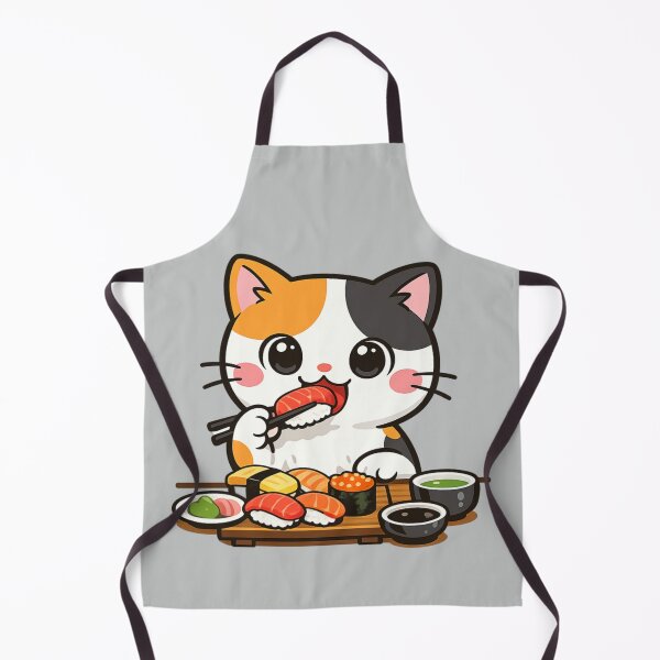 Item preview, Cute Calico Cat Enjoying Delicious Sushi Feast designed and sold by SakuraMarket26.