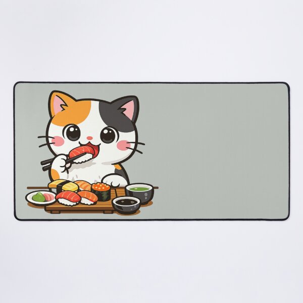 Item preview, Cute Calico Cat Enjoying Delicious Sushi Feast designed and sold by SakuraMarket26.