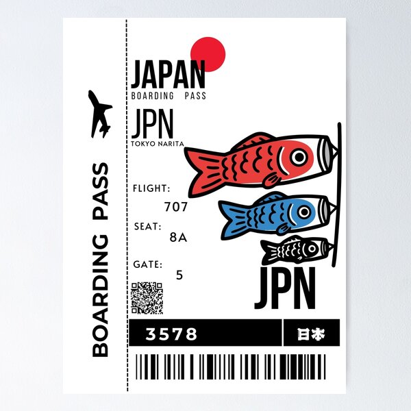 Item preview, Japanese Boarding Pass Children's Day koinobori Stylized designed and sold by InkWhirl.