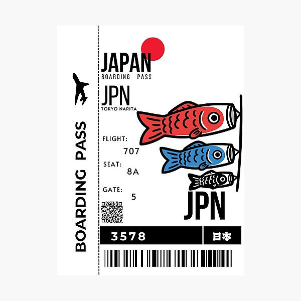 Item preview, Japanese Boarding Pass Children's Day koinobori Stylized designed and sold by InkWhirl.