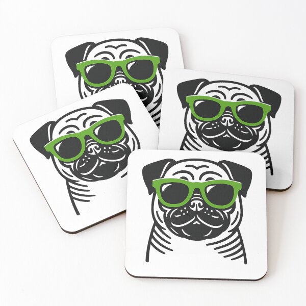 Item preview, Cool Pug with Green Sunglasses Art - Cute Dog Illustration designed and sold by myforestfog.