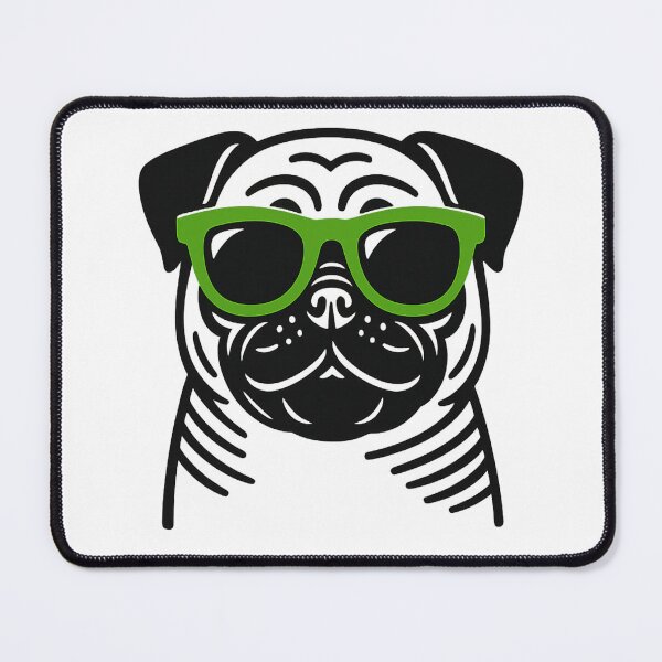 Item preview, Cool Pug with Green Sunglasses Art - Cute Dog Illustration designed and sold by myforestfog.