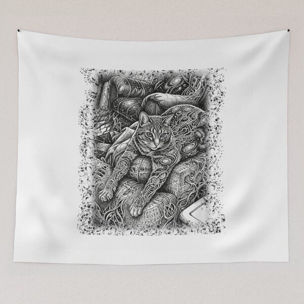 Item preview, Psychedelic Cosmic Cat Galactic Space Trippy Mandala Sacred Geometry Abstract Art designed and sold by Ophtizu.