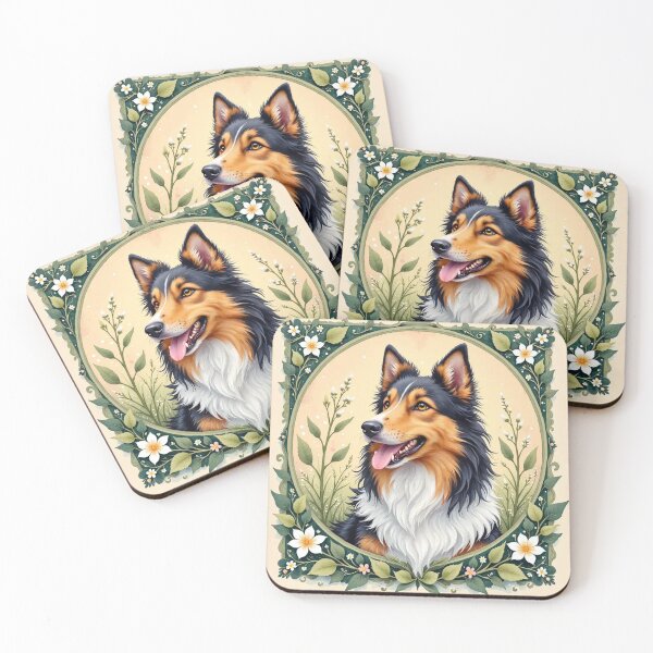 Item preview, Vintage Art Nouveau  Collie Cosmic Canine Companion Memorial Pet Portrait designed and sold by highvibz72.