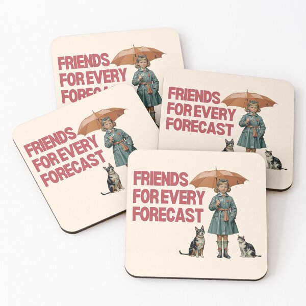 Item preview, Friends for Every Forecast Retro Rainy Day Graphic designed and sold by SilverSeaBKK.