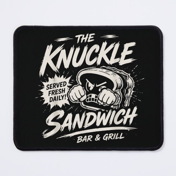 Item preview, The Knuckle Sandwich Bar Grill Served Fresh Daily Angry Bread Retro designed and sold by Ophtizu.
