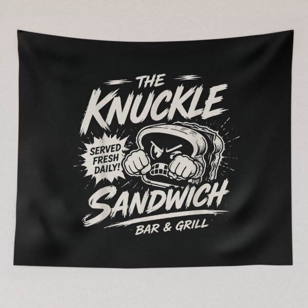 Item preview, The Knuckle Sandwich Bar Grill Served Fresh Daily Angry Bread Retro designed and sold by Ophtizu.
