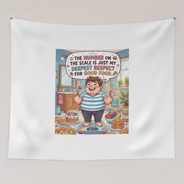 Item preview, Respect For Good Food Funny Weight Scale Cartoon designed and sold by TaiwanMemory.