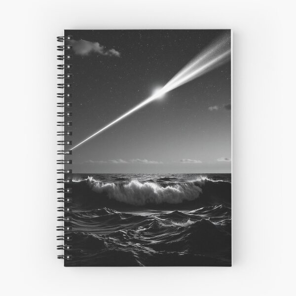 Item preview, Meteor Over Turbulent Ocean - Dramatic Black and White Night Sky designed and sold by EllDAV777.