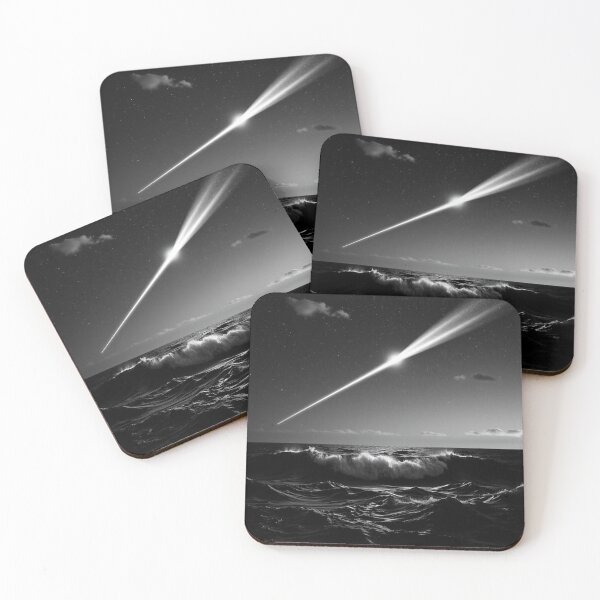 Item preview, Meteor Over Turbulent Ocean - Dramatic Black and White Night Sky designed and sold by EllDAV777.