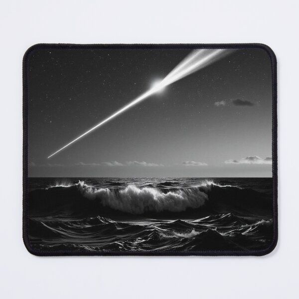 Item preview, Meteor Over Turbulent Ocean - Dramatic Black and White Night Sky designed and sold by EllDAV777.